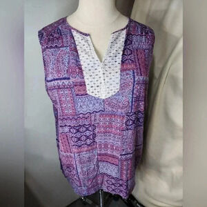 Erika Plus Size 3X Sleeveless Top Red Blue White